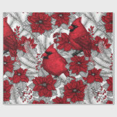 深紅色とポインセチア赤と白 ラッピングペーパー (フラット)