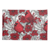 深紅色とポインセチア赤と白 枕カバー (裏面-左)