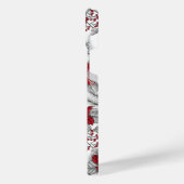 深紅色とポインセチア赤と白 iPhoneケース (左側面)