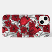 深紅色とポインセチア赤と白 iPhoneケース (裏面横)