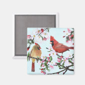 深紅色とリンゴ花 マグネット (正面/裏面)