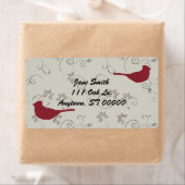 深紅色と開花つる植物住所 シール (インサイチュ)