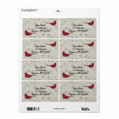 深紅色と開花つる植物住所 シール (フルシート)