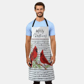 深紅色と音楽エプロン エプロン (着用した状態)