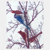 深紅色とBLUE JAY フリースブランケット (正面)
