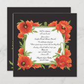 深紅色のケシのカップルのウェディングシャワーの招待状 招待状 (正面/裏面)