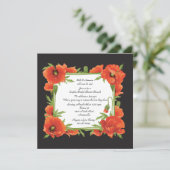 深紅色のケシのカップルのウェディングシャワーの招待状 招待状 (スタンド正面)