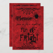 深紅色のハロウィンの招待 招待状 (正面/裏面)
