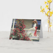 深紅色のブラブラ歩く人のファインアート カード (黄色い花)