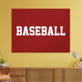 深紅色のベースに白いスポーツ風BASEBALL文字 キャンバスプリント (インサイチュ (リビング))