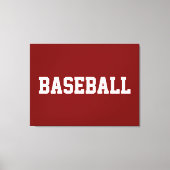 深紅色のベースに白いスポーツ風BASEBALL文字 キャンバスプリント (正面)
