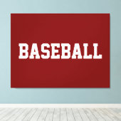 深紅色のベースに白いスポーツ風BASEBALL文字 キャンバスプリント (インサイチュ (ウッドフロア))