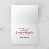 深紅色のポインセチアのメリークリスマスカード シーズンカード (内部)