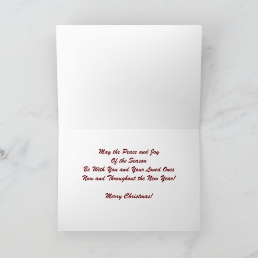 深紅色のポインセチアのメリークリスマスカード シーズンカード (内部)