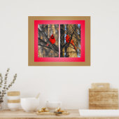 深紅色の冬の朝 ポスター (キッチン)