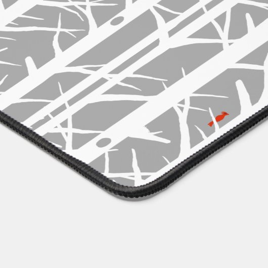 深紅色の樺の木の木のライトグレー デスクマット (コーナー)