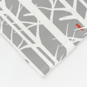 深紅色の樺の木の木のライトグレー フリースブランケット (角)