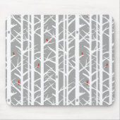 深紅色の樺の木の木のライトグレー マウスパッド (正面)