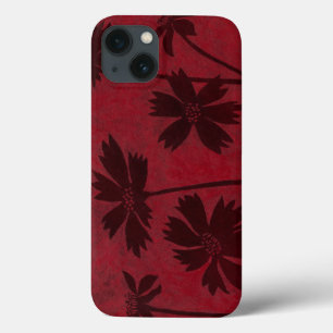 深紅色の背景のFlowerheadのシルエット iPhone 13ケース