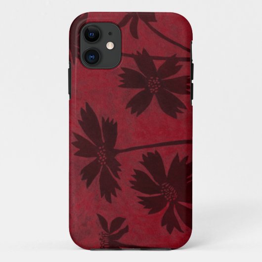 深紅色の背景のFlowerheadのシルエット Case-Mate iPhoneケース (裏面)