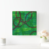 深紅色の跡II スクエア壁時計 (ホーム)