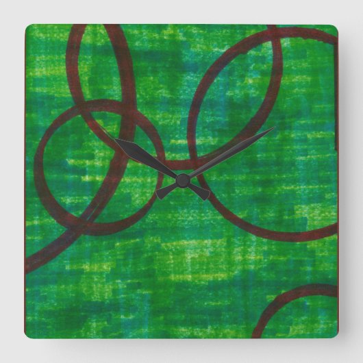 深紅色の跡II スクエア壁時計 (正面)