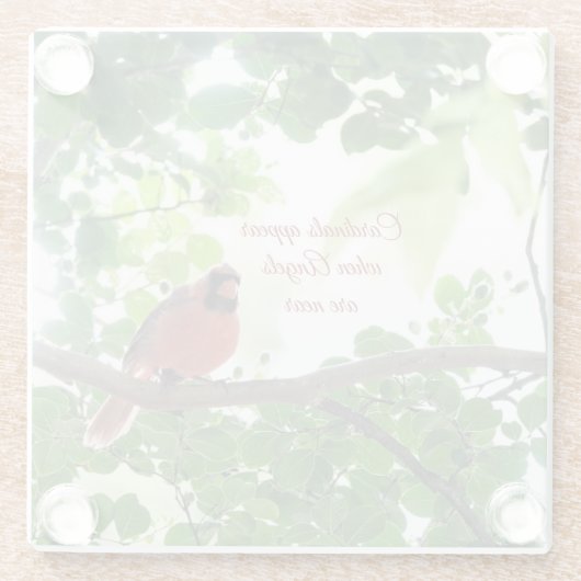 深紅色は天使が近づくと現れる ガラスコースター (裏面)