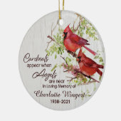 深紅色は天使が近づくと現パーソナライズされたれる セラミックオーナメント (左)
