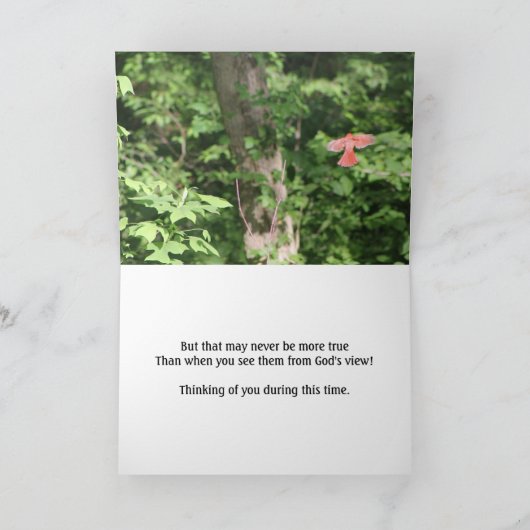 深紅色は天使の近くに現れる – 神の見解 カード (内部)