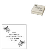 深紅色アンドホリー差出人住所ウッドアートスタンプ ラバースタンプ (押印)