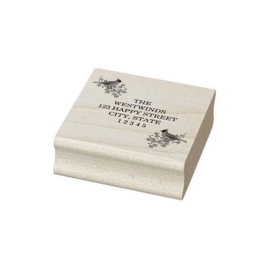 深紅色アンドホリー差出人住所ウッドアートスタンプ ラバースタンプ (スタンプ)