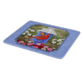 深紅色アンドラウンドバードハウスブルー カッティングボード (角)