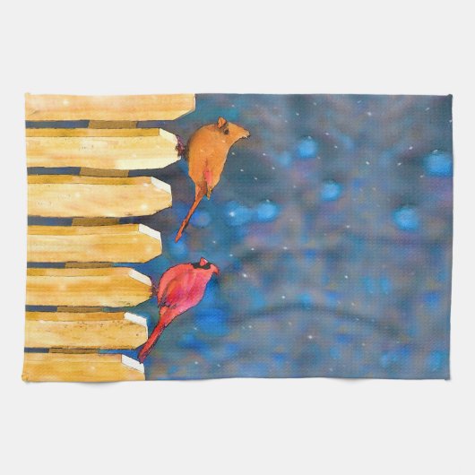 深紅色オン絵画フェンスオリジナル- Art キッチンタオル (横)