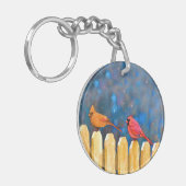 深紅色オン絵画フェンスオリジナル- Art キーホルダー (正面左)