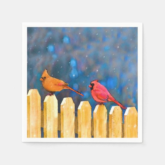 深紅色オン絵画フェンスオリジナル- Art スタンダードカクテルナプキン (正面)