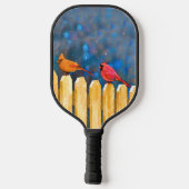 深紅色オン絵画フェンスオリジナル- Art ピックルボールラケット (裏面)