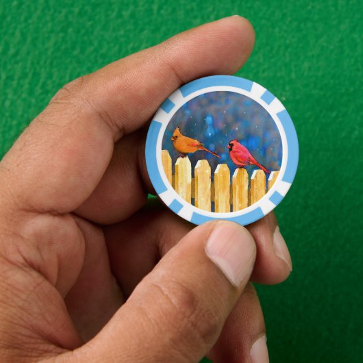 深紅色オン絵画フェンスオリジナル- Art ポーカーチップ (手)