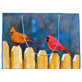 深紅色オン絵画フェンスオリジナル- Art ラージペーパーバッグ (裏面)