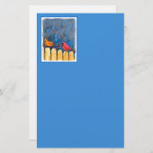 深紅色オン絵画フェンスオリジナル- Art 便箋 (正面/裏面)