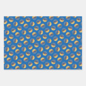 深紅色オン・フェンスイン冬絵を描のオリジナル・アート ラッピングペーパーシート (正面3)