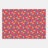 深紅色オン・フェンスイン冬絵を描のオリジナル・アート ラッピングペーパーシート (正面2)