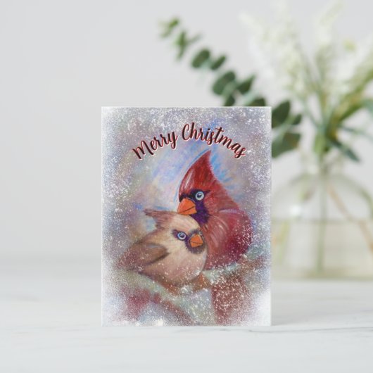 深紅色クリスマスカードのカスタマイズ可能な絵を描アート サンキューカード (スタンド正面)