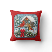 深紅色クリスマスバードフィーダーレッド