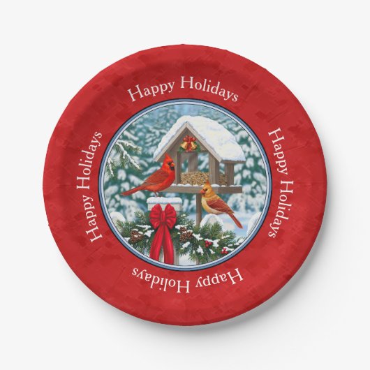 深紅色クリスマスバードフィーダーレッド ペーパープレート (正面)