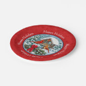 深紅色クリスマスバードフィーダーレッド ペーパープレート (アングル)