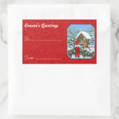 深紅色クリスマスバードフィーダーレッド 長方形シール (バッグ)