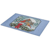 深紅色クリスマスフェスティブルブルー カッティングボード (角)