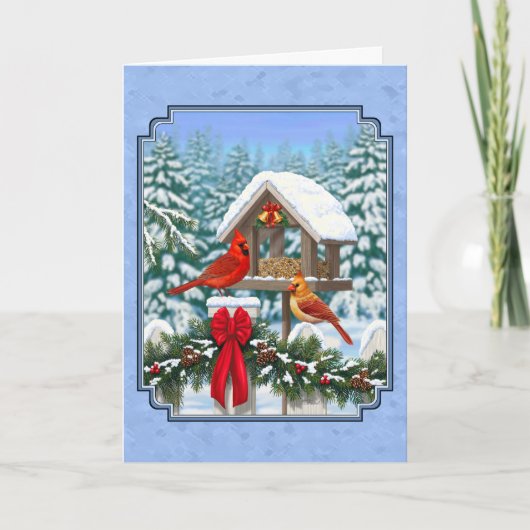 深紅色クリスマスフェスティブルブルー シーズンカード (正面)