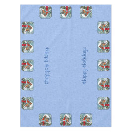 深紅色クリスマスフェスティブルブルー テーブルクロス