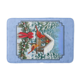 深紅色クリスマスフェスティブルブルー バスマット